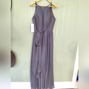 LAVETIR Elegant Grey/dusty Blue Bridesmaid Dress flowy Formal Wedding